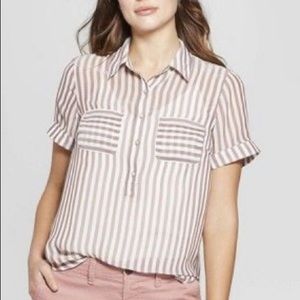 Sheer striped button down